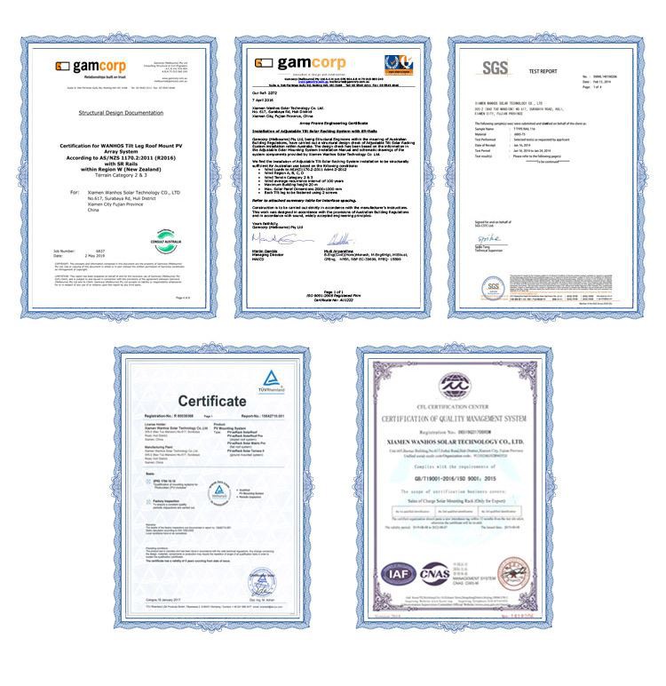 Certificate of Caravan Solar Roof Mounting Bracket
